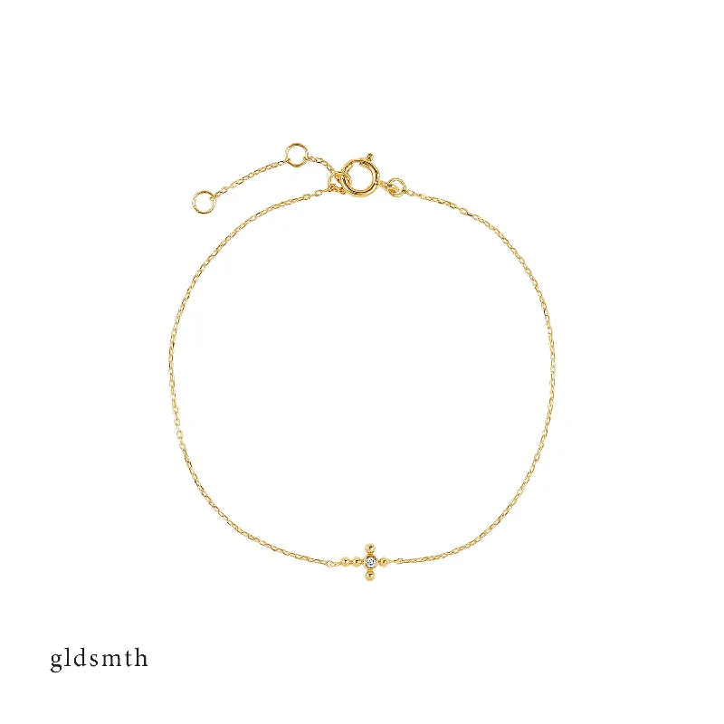 Flat design bangles-14k Gold Dot Cross Bracelet