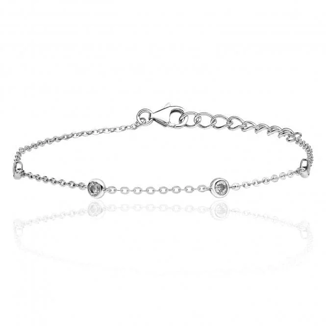 Woven cord bracelets-Silver & Co Chain Bracelet with 11 Cubic Zirconia Stones SBG0032