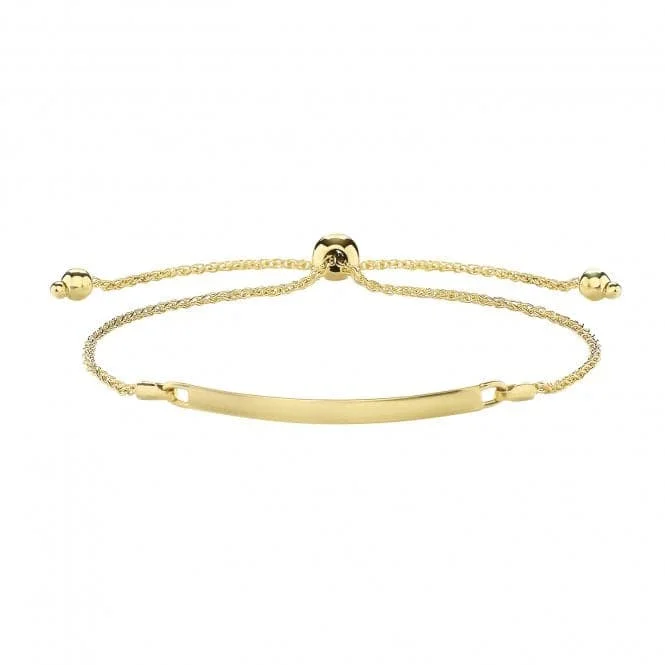 Thin bead bangles-9ct Yellow Gold Ladies ID Pull Bracelet BR644