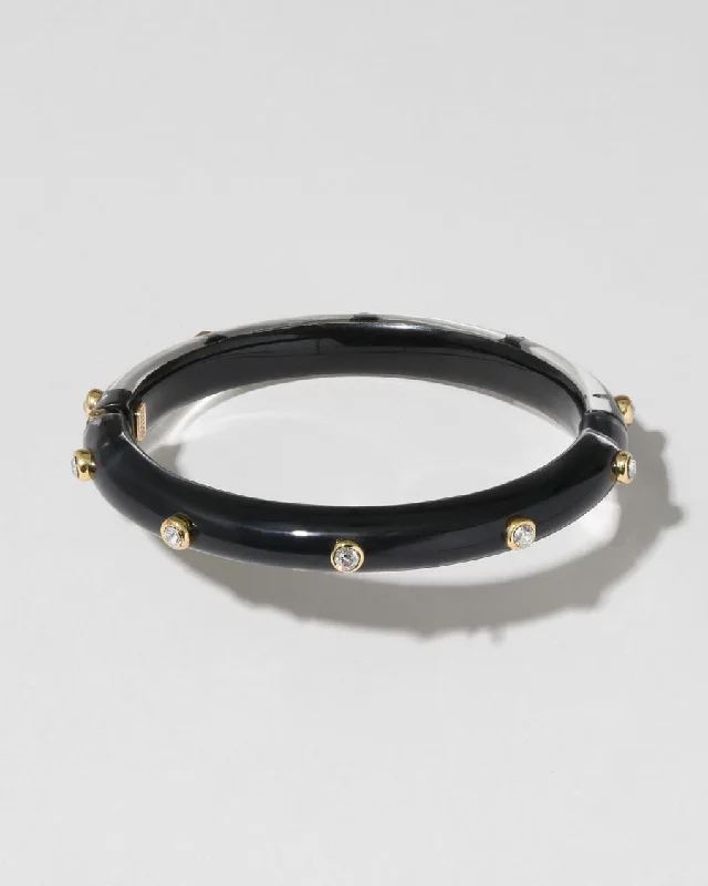 Bead link bracelets-Onyx Crystal Studded Lucite Hinge Bracelet