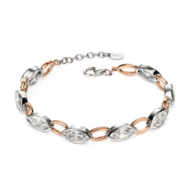 Round gem bracelets-Fiorelli Silver Rose Gold Plated Marq Bracelet B4719C