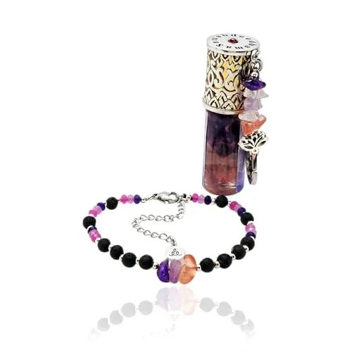 Lanka tile bracelets-Scentual Stones Collection by Samahdee: Beaded Bracelets with Amethyst, Rose Quartz, Citrine & Organic Essential Oils for Tranquility, Love, and Prosperity - Aromatherapy Diffuser Jewelry for Men & Women