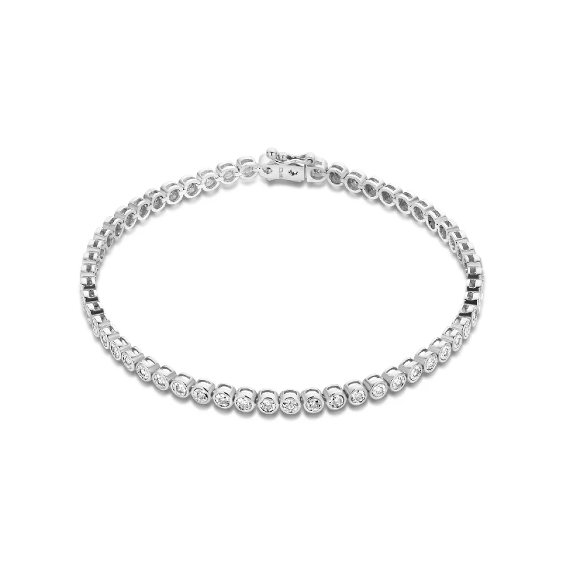 Cord edge bangles-De la Paix Alfie 14 karat white gold tennis bracelet with diamond 0.36 carat