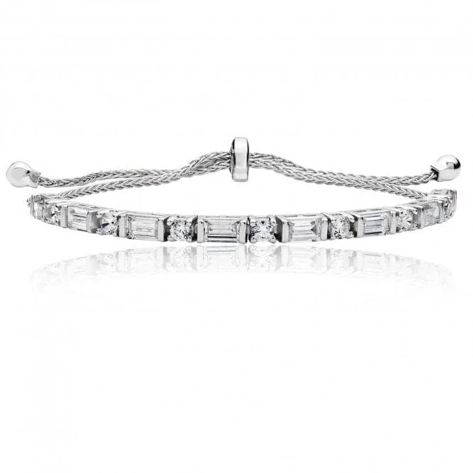 Slim rose bangles-Silver & Co Round Baguette Claw CZ Bracelet SBG0024