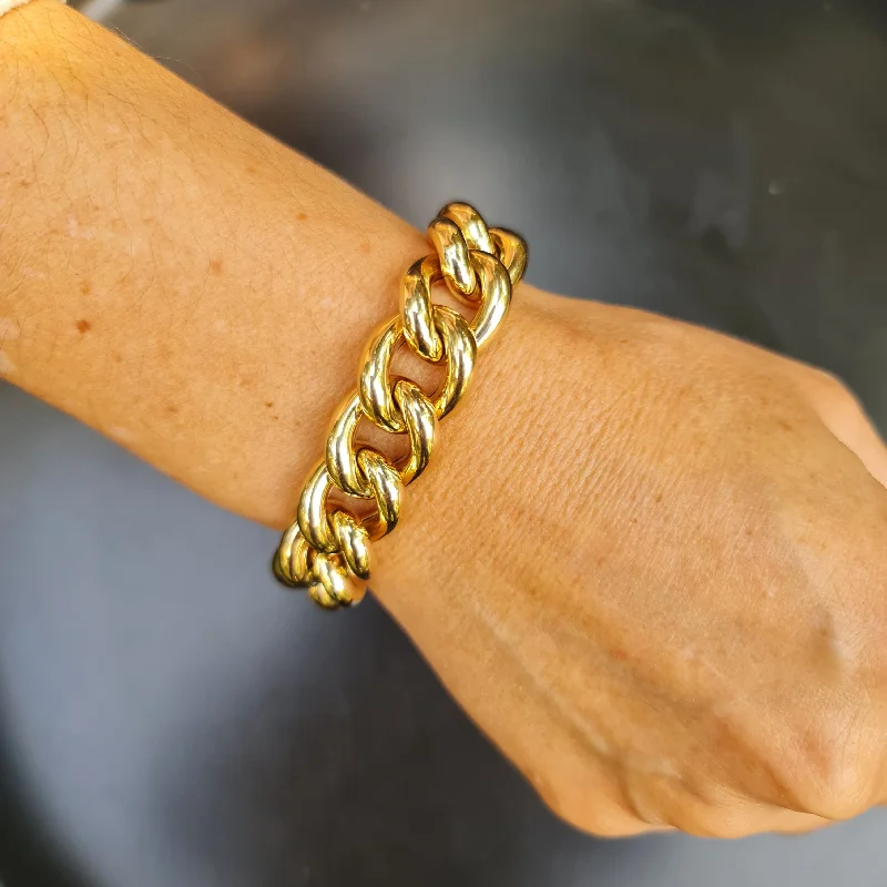 Thin enamel bracelets-Bold Link Chain Bracelet - Italian Gold Link Bracelet