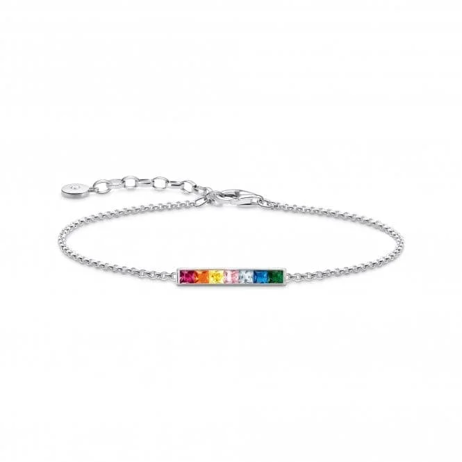 Bright crystal bangles-Sterling Silver Colourful Stones Bracelet A2068-477-7-L19V