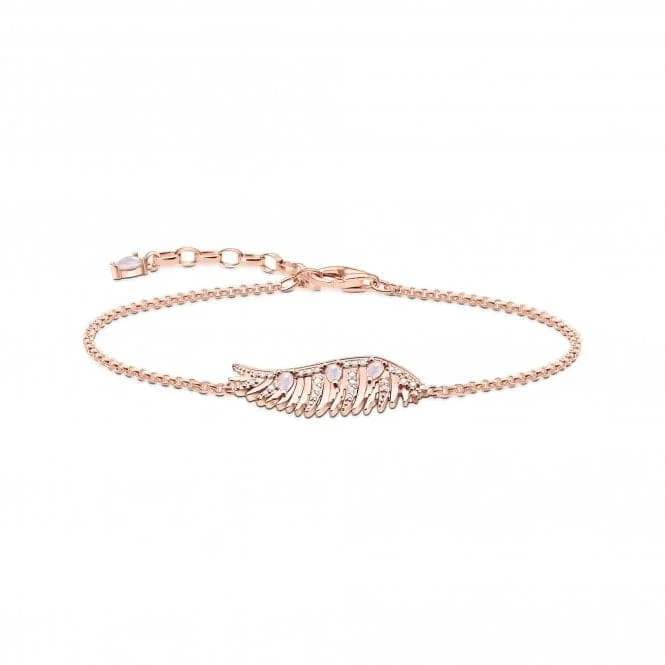 Round shape bracelets-Sterling Silver Rose Gold Plated Pink Stones Phoenix Wing Bracelet A2070-323-9-L19V