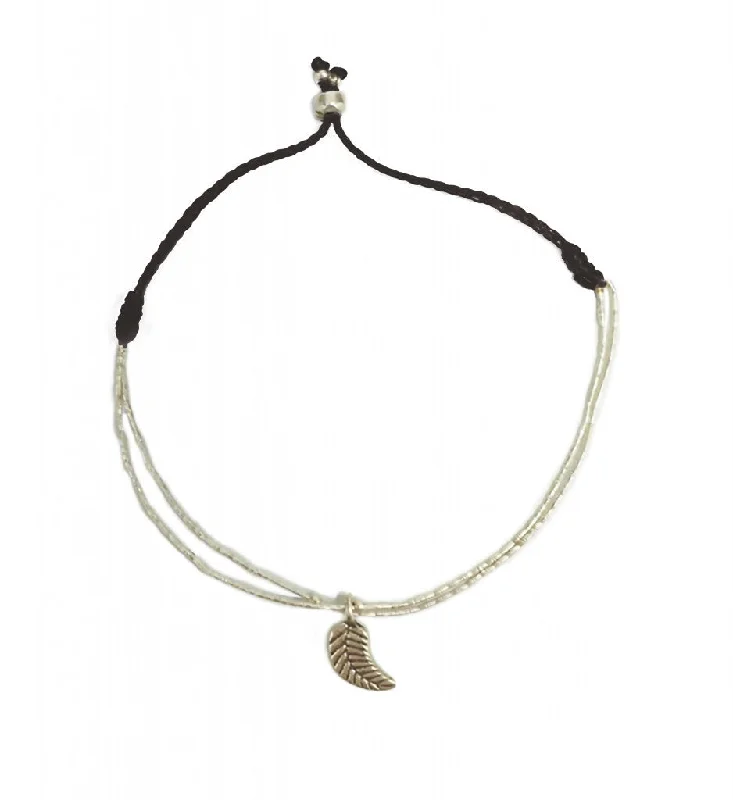 Peace eye bangles-Khajee Leaf Silver Charm Bracelet, Double Strand