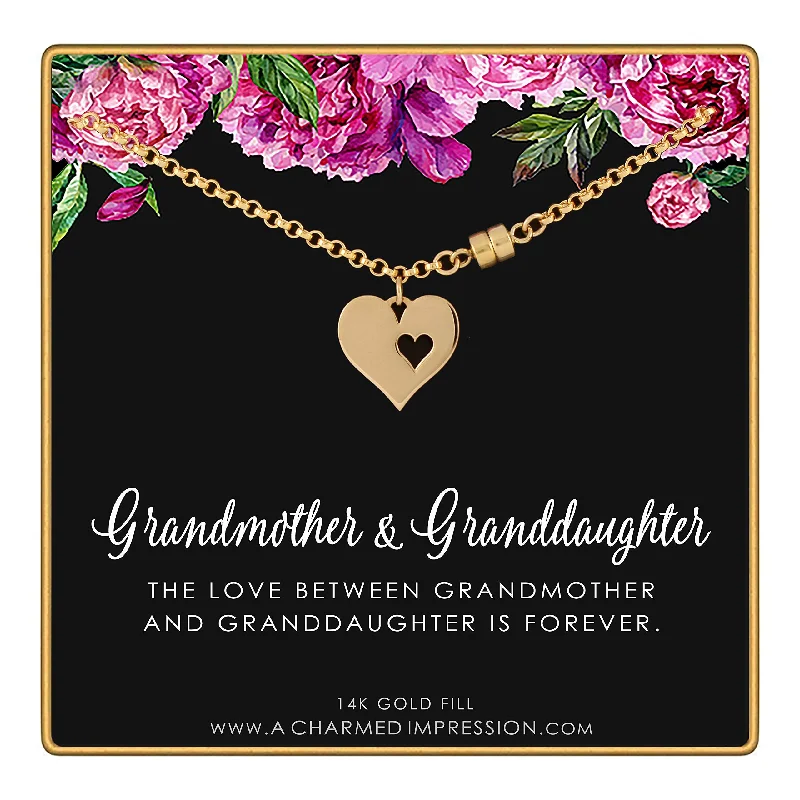 Soft stretch bracelets-Gold Grandmother Granddaughter Bracelet with Card • Two Connected Hearts Bracelet • Gifts for Women • Grandmother Jewelry • 14k Gold Filled Bracelet • MAGNETIC CLASP • Gifts for Grandma Granddaughter