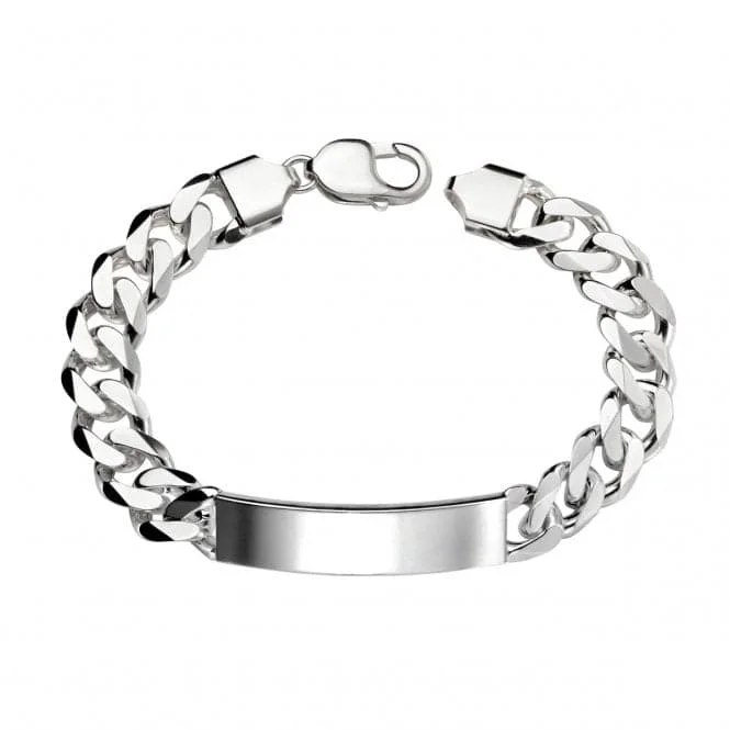 Wide stone bracelets-Beginnings Sterling Silver B4933 Heavyweight Id Curb 22cm Bracelet