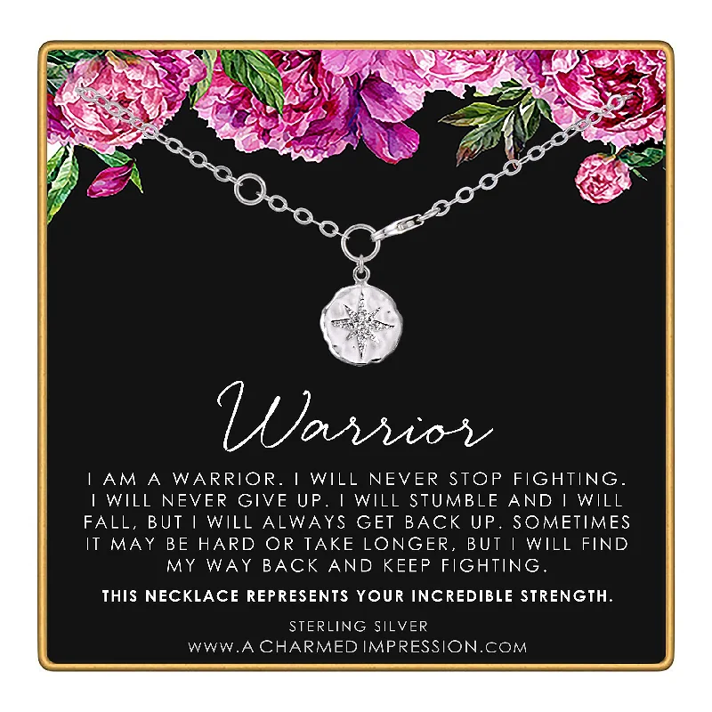 Thick chain bracelets-Warrior Bracelet • Survivor Gift • Silver • Diamond Polaris North Star Charm • Incredible Strength • Encouragement • Cancer Divorce Single Mom Depression • Inspirational Gifts for Women