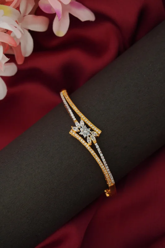 Joy charm bangles-Fancy Gold Plated American Diamond Bracelet