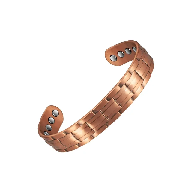 Bead-twisted bangles-Wollet 99.9% Pure Copper Bracelets for Men Magnetic, with 8 Magnets Adjustable Bangles Jewelry Valentine's Day Gift