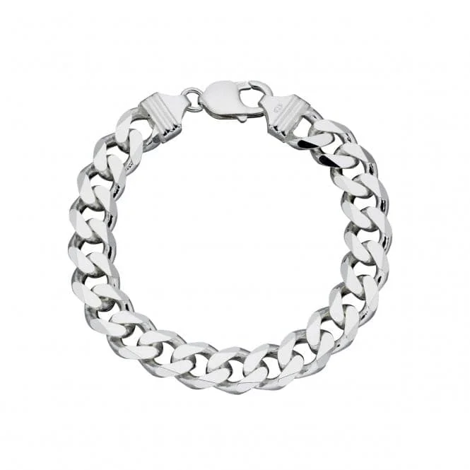 Twist clasp bracelets-Beginnings Sterling Silver Heavyweight Diamond Cut 22cm Bracelet B5110