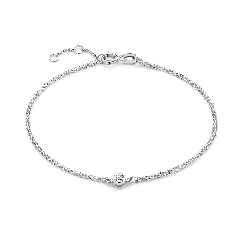 Thin enamel bracelets-De la Paix Inaya 14 karat white gold bracelet with diamond 0.02 carat