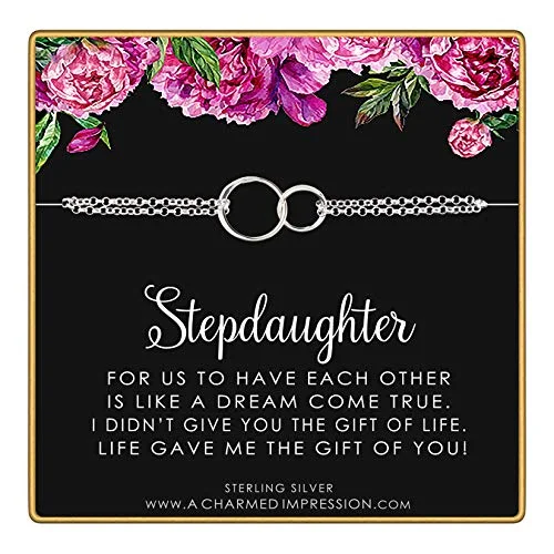 Pure link bangles-Stepdaughter Gifts from Stepmom Stepdad • Sterling Silver Bracelet • Gift for Stepdaughter Jewelry • Bonus Daughter Gifts Bracelet • Stepdaughter Wedding Gift • Christmas Gifts for Women Teen Girls