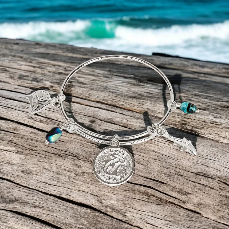 Heavy stone bangles-Shark Bracelet, Reef Shark Bangle Bracelet, Shark Charm Bracelet, Adjustable Bracelet for Women, Bangle Bracelet with Shark Charms