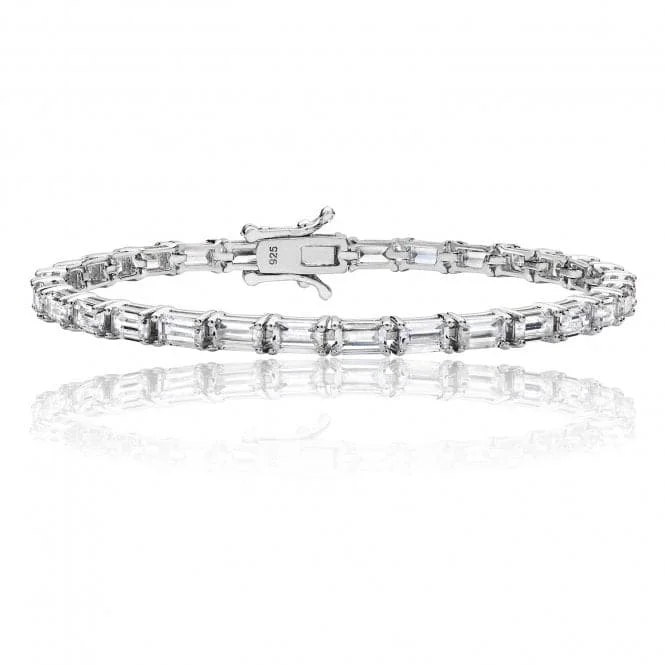 Heavy gem bangles-Silver & Co Baguette Cubic Zirconia Line Bracelet SBG0020