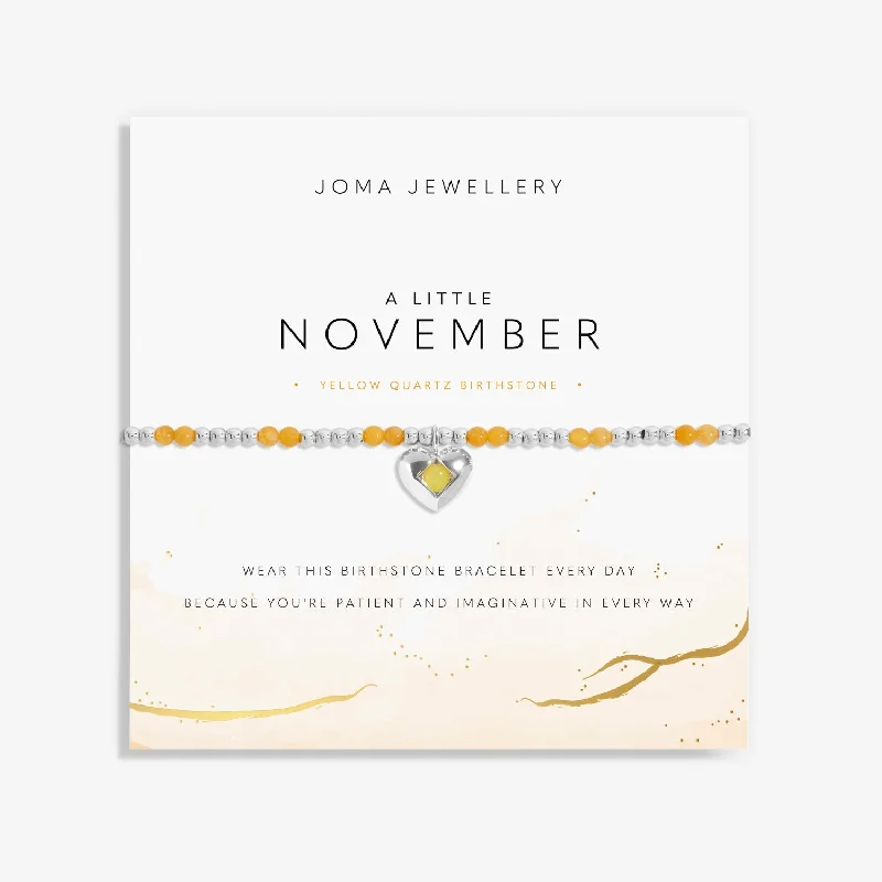 Twist clasp bracelets-Birthstone A Little November Yellow Quartz Silver Plated Bracelet 8325