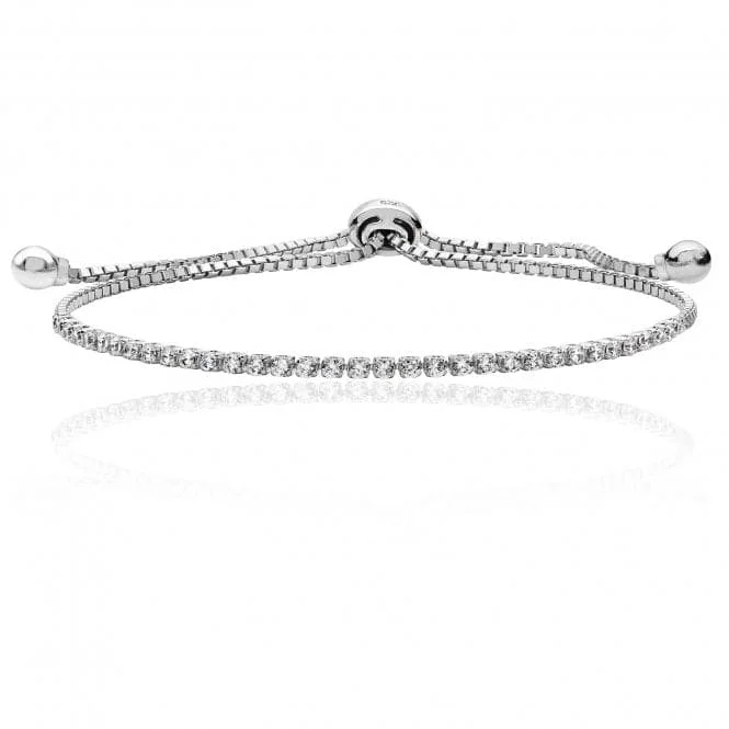 Swirl shape bracelets-Silver & Co Fine Single Row Pull Cubic Zirconia Bracelet SBG0025