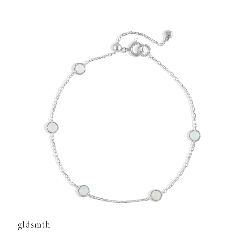 Thick cuff bangles-10k White Gold Cheyenne Opal Bracelet