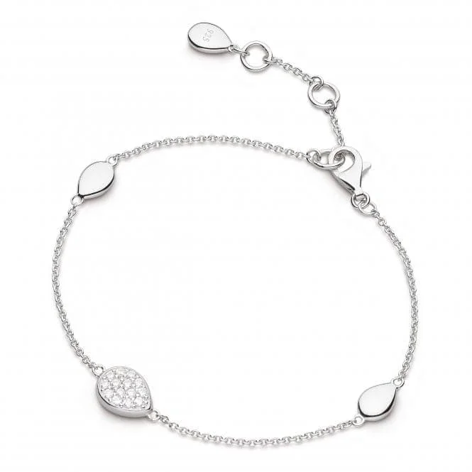 Pure link bracelets-Coast Pebble Glisten Cubic Zirconia Pave Station 7.5" Bracelet 70188CZ