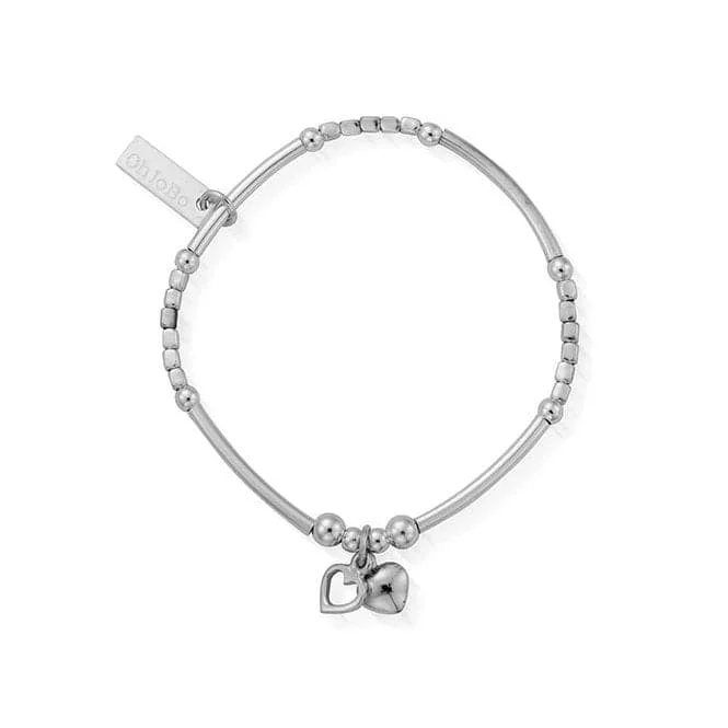 Dual metal bracelets-Children's Mini Noodle Cube Two Heart Charm Bracelet CSBMNC040