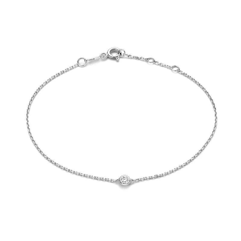 Soft thread bracelets-De la Paix Alfie 14 karat white gold bracelet with diamond 0.05 carat