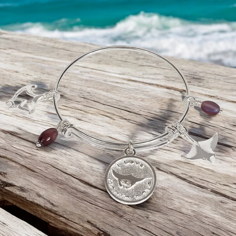 Pure form bracelets-Stingray Bracelet, Manta Ray Bangle Bracelet, Stingray Charm Bracelet, Adjustable Bracelet for Women, Expandable Bracelet with Stingray