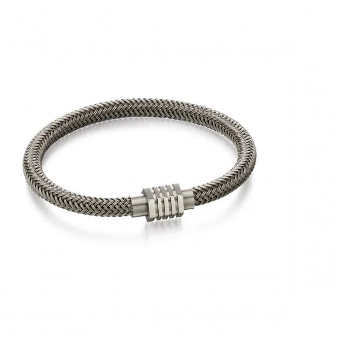 Crow motif bangles-Fred Bennett Grey Steel Woven Bracelet B5054