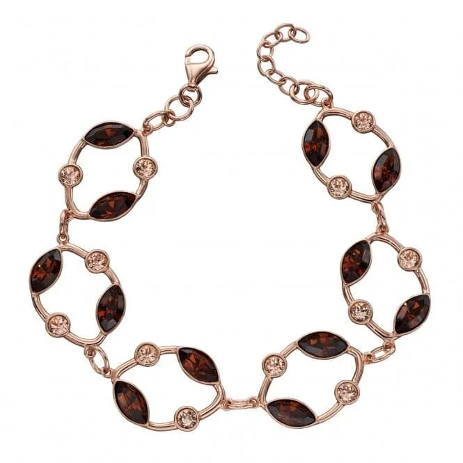 Pure modern bracelets-Elements Silver Rose Gold Smoked Topaz Peach Swarovski Bracelet B5175