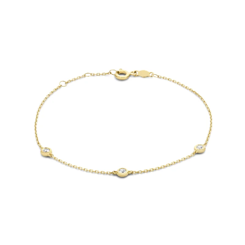 Heavy gem bangles-De la Paix Alfie 14 karat gold bracelet with diamond 0.12 carat