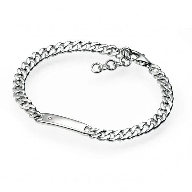 Wide stone bracelets-Sterling Silver Plain Boys ID Bracelet B2843