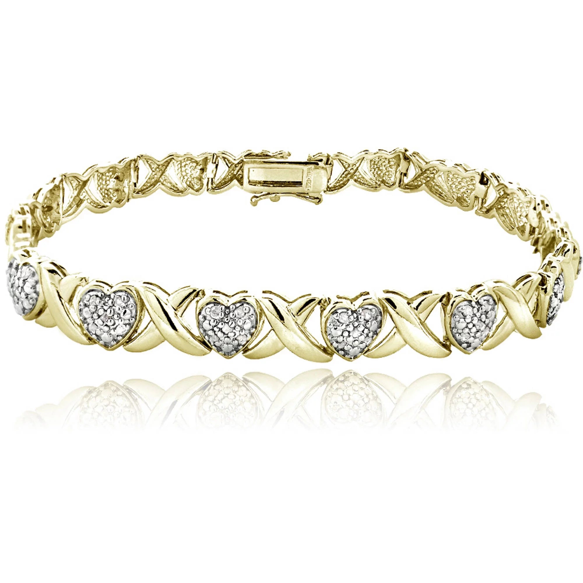 Sapphire bead bracelets-Gold Tone 1/2 Ct Diamond x & Heart Bracelet, Women