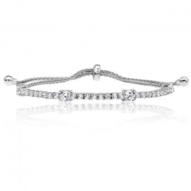 Shiny word bracelets-Silver & Co Cubic Zirconia Bracelet with Round Claw Setting SBG0022