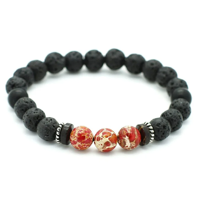 Clustered gem bracelets-Lava, Red Emperor stone Bracelet