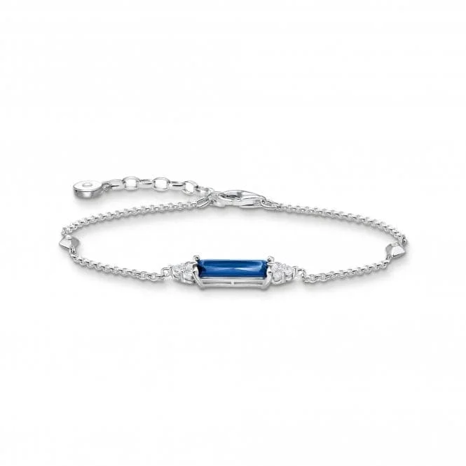 Pure diamond bracelets-Sterling Silver Blue Stone Bracelet A2018-166-1-L19V