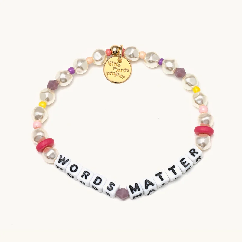 Woven cord bracelets-WORDS MATTER PEARL BRACELET