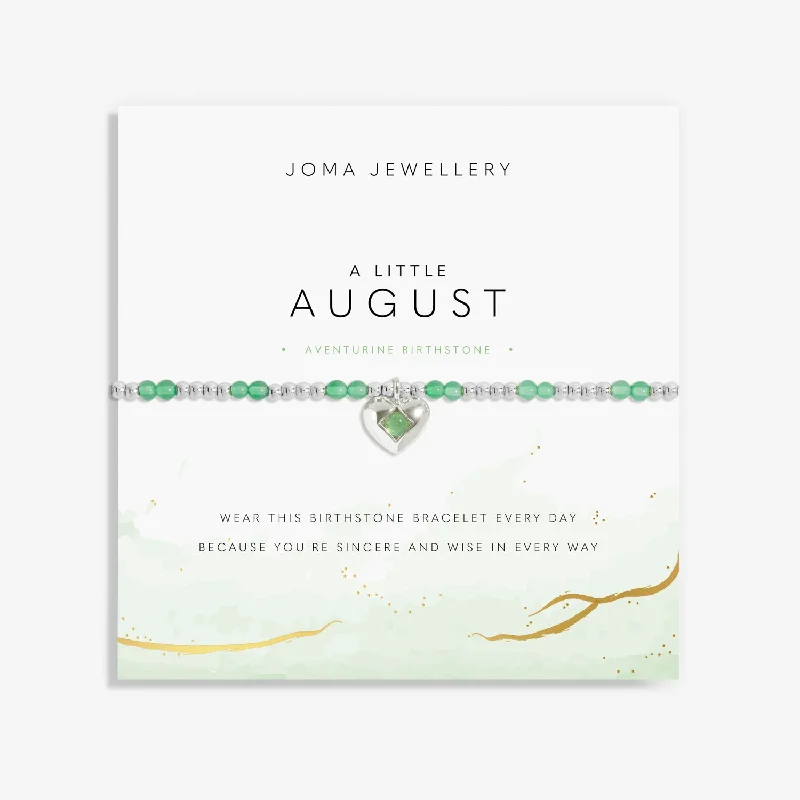 Quirky bangles-Birthstone A Little August Aventurine Silver Plated Bracelet 8322