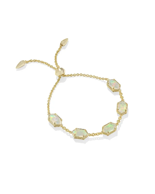 Tide bead bangles-Hallie Gold Delicate Chain Bracelet-Opalite Illusion